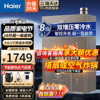 Haier 海尔 超一级能效燃气热水器天然气16升家用智节能强排水伺服恒温±0.1度无需排水管 16L ECO