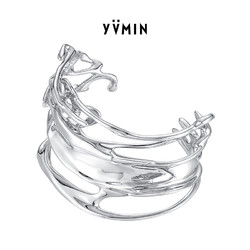 YVMIN 尤目 涟漪系列 液化金属S925纯银女款手镯设计师款素银镯子