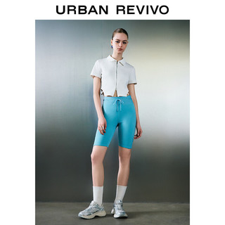 URBAN REVIVO 女装潮流高街辣妹拉链短款开襟衬衫UWV240029  本白 L