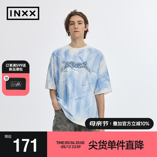 英克斯（inxx）APYD 美式高街风刷色短袖T恤装潮牌复古渐变色上衣 蓝色 S