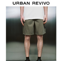 URBAN REVIVO 男士美式休闲宽松松紧抽绳牛仔短裤 UMV840047 灰绿 29
