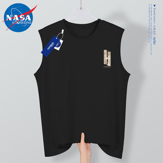 NASA ADIMEDAS背心男夏季凉感纯棉运动坎肩2024设计感时尚印花无袖上衣 黑色（势如破竹X） M(90-100斤)