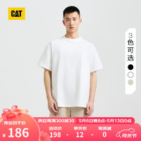 CAT卡特24夏T恤男户外休闲简约宽松纯色短袖圆领短袖T恤 白色 XL