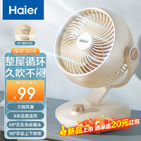 Haier 海尔 空气循环扇家用轻音电风扇桌面台式小风扇大风量宿舍摇头节能台扇电扇HFX-J2050A