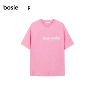 bosie做日褪色面料夜光发泡印花短袖T恤 粉色 160/80A