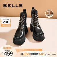 BeLLE 百丽 复古马丁靴女靴2023冬季新款靴子厚底加绒英伦短靴B1623DZ3