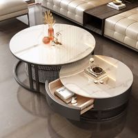 岩板茶几客厅家用轻奢现代简约小户型北欧组合电视柜圆形茶几桌子