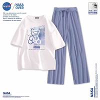 NASAOVER NASA联名美式潮牌2024新款夏季纯棉男女童套装夏季运动两件套