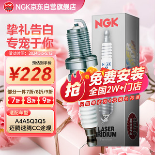 NGK 双铂金火花塞1675四支装A4A5A6Q3Q5迈腾速腾CC帕萨特途观明锐