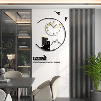 赛杉 新中式钟表简约时尚挂钟客厅装饰创意带灯光时钟家用大气个性网红