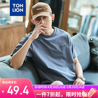 TONLION 唐狮 2024男短袖贴标T恤 墨蓝色 L