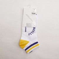 杰克·琼斯（JACK&JONES）夏季男士袜子NBA联名湖人队撞色条纹字母运动短袜22421Q004 奶白A42 L