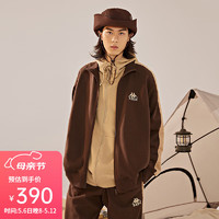 Kappa 卡帕 复古运动针织开衫新款男立领卫衣运动休闲长袖外套 巧克力深棕-6536 L