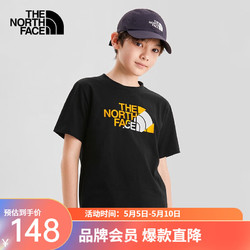 THE NORTH FACE 北面 童装男童夏装儿童t恤短袖纯棉舒适透气|5K27 JK3/黑色 120/XXS