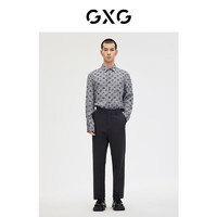 GXG奥莱 多色多款休闲基础男士衬衫合集 灰底花色长袖衬衫GE1030078A 180/XL