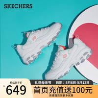 斯凯奇（Skechers）女鞋小白熊女士休闲鞋子厚底增高百搭运动软底老爹鞋女99999863 白色/浅蓝色/WLB 37