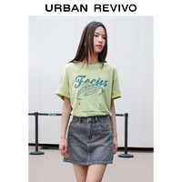 URBAN REVIVO 女装休闲趣味创意个性印花圆领T恤衫 UWL440125 黄绿 S