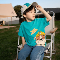 汪汪队立大功汪汪队男童短袖t恤夏装2024儿童卡通上衣夏季男孩打底衫半袖 绿色0206 120CM