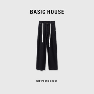 Basic House/X百家好季牛仔阔腿裤修身B0623B500721 牛仔黑 S（95斤以下）