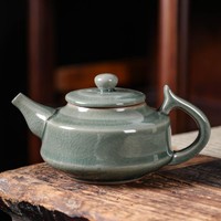 瓷牌茗茶具 哥窑茶壶陶瓷家用复古冰裂开片可养过滤泡茶壶单壶功夫茶具泡茶器