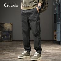 Cebrodz 法国Cebrodz男士高街复古工装休闲裤2024新款宽松潮流拼接直筒裤