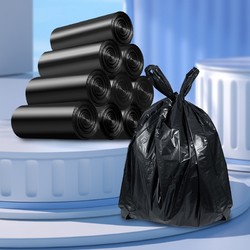 萌太太 黑色背心家用办公室商用实惠装厨房余手提式超加厚垃圾圾袋清洁袋