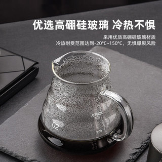 逸居客（YIJUKE）600ml手冲咖啡壶分享壶滴漏壶高硼硅玻璃带刻度公道杯