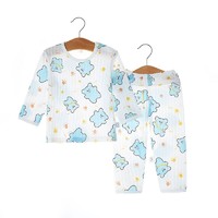婴儿空调服夏季薄款纯棉卡通圆领男女儿童睡衣分体套装宝宝家居服