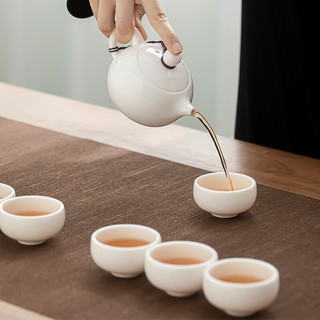 苏氏陶瓷（SUSHI CERAMICS）功夫茶具套装德化羊脂玉白瓷盖碗泡茶壶茶洗茶叶罐中秋高档礼盒装