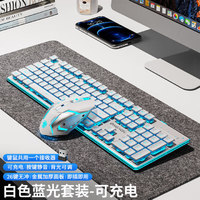 EWEADN 前行者 X7S无线键盘鼠标套装单模2.4G真机械手感低音办公游戏键盘台白色蓝光