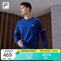 FILA ATHLETICS斐乐男子卫衣2024春季运动针织套头衫 银河蓝-NV(补货) 180/100A/XL