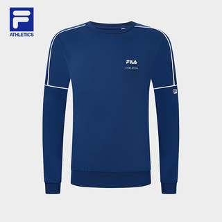 FILA ATHLETICS斐乐男子卫衣2024春季运动针织套头衫 银河蓝-NV（补货） 180/100A/XL