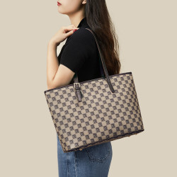 reddragonfly红蜻蜓大容量托特包时尚复古印花女包咖啡色