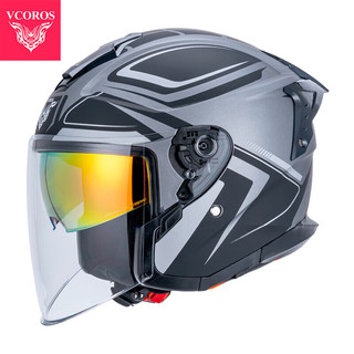 VCOROS摩托车头盔四分之三头盔男女四季通用3C认证电动车机车安全帽蓝牙 P126- 2XL (61-62cm)