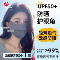 露露贝蓓 夏季女士冰防晒口罩遮阳开口透气护眼角口罩纯色脸基尼 深灰色