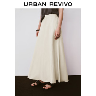 URBAN REVIVO 女士时尚优雅气质后腰松紧长款半身裙 UWH540030 米白 XL