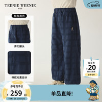 Teenie Weenie Kids小熊童装24夏季女童格纹休闲舒适百搭长裤 藏青色 150cm