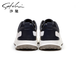 沙驰（SATCHI）男鞋 透气舒适运动鞋板鞋鞋子男沙驰皮鞋962442167Z 蓝/白色 39