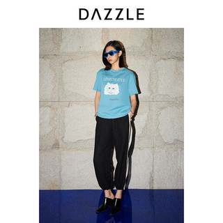 DAZZLE地素 T恤2024春季新款女装摩登复古设计猫咪肌理感短袖上衣