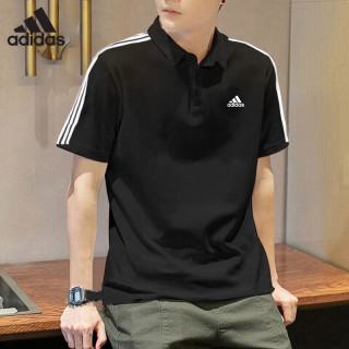 阿迪达斯(adidas)翻领t恤男装衣服 春夏运动服饰休闲上衣透气体恤上衣