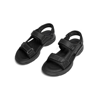 红蜻蜓沙滩鞋2024夏季男鞋魔术贴运动户外休闲凉鞋 WTT24053黑色38