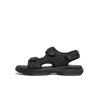 红蜻蜓沙滩鞋2024夏季男鞋魔术贴运动户外休闲凉鞋 WTT24053黑色38
