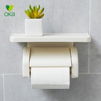 OKA 日本oka 免打孔卫生间厕纸置物架家用卫生卷纸盒厕所防水卷纸筒架 白色（有置物架）