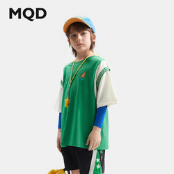 MQD 马骑顿 男童假两件短袖T恤 森林绿