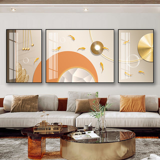 NUKEN 立视界 北欧轻奢客厅装饰画沙发背景墙壁画新款现代三联晶瓷镶钻抽象挂画