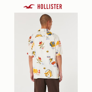 HOLLISTER24春夏美式宽松短袖热带风衬衫男女 KI325-4042 奶油色印花 XS (170/84A)