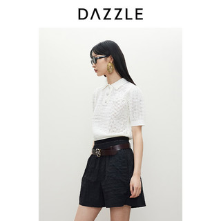 DAZZLE地素邱天同款 毛针织衫24夏女装魔力针织短袖上衣 白色 XS