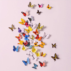 迷黛尔 3d彩色假蝴蝶装饰画小花朵墙贴纸仿真pvc立体道具墙面塑料吊饰品