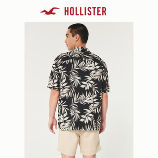 HOLLISTER24春夏美式宽松短袖热带风衬衫男女 KI325-4042 黑色印花 M (180/100A)