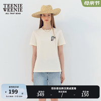 Teenie Weenie小熊短袖T恤女2024年夏季刺绣圆领多巴胺韩版T恤打底衫女 乳白色 175/XL